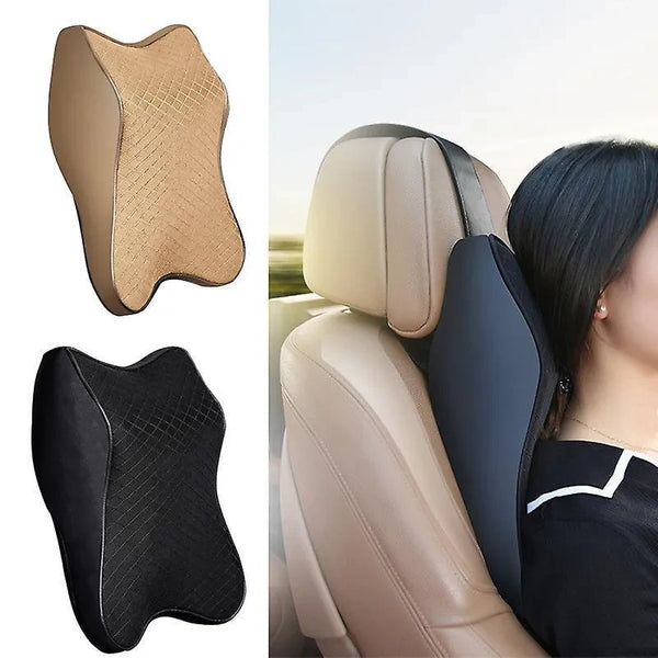 Premium Neck Pillow for Car Seat - Black Memory Foam Support